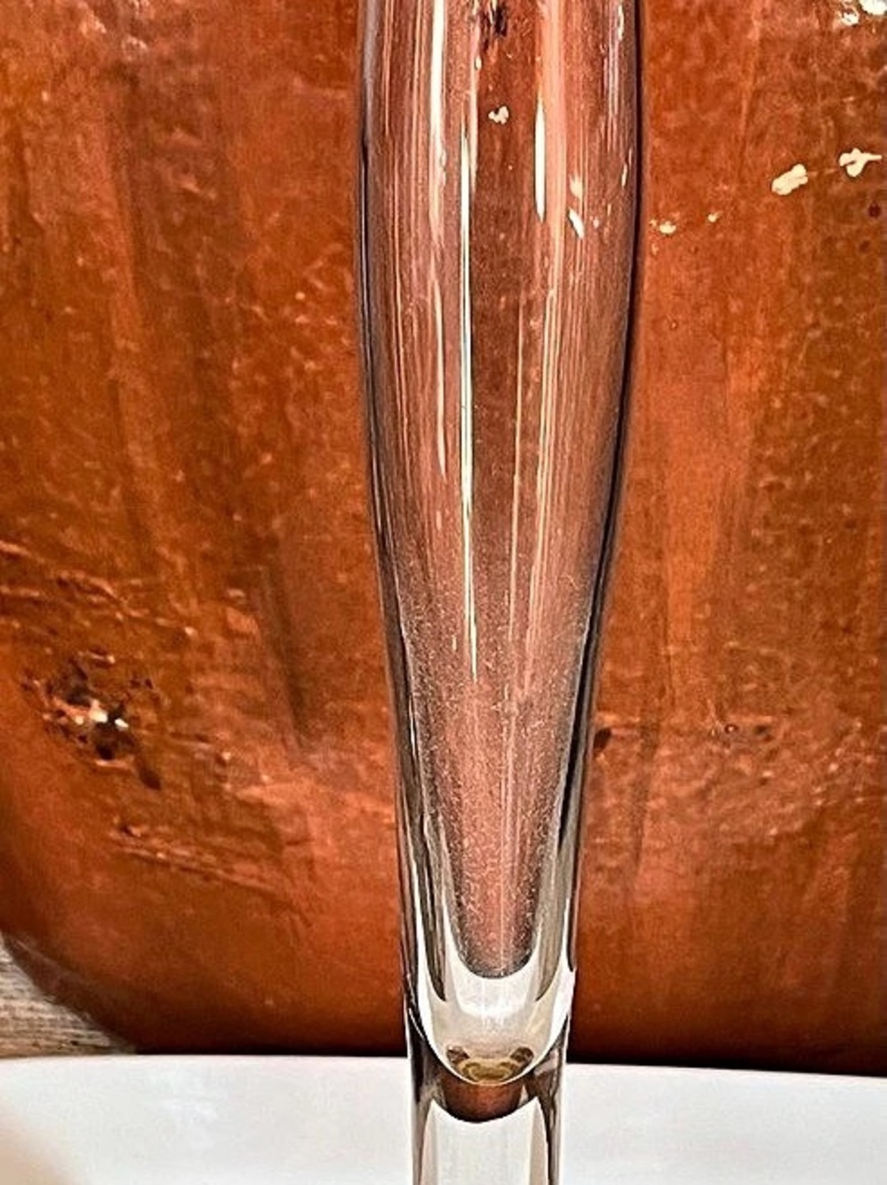 MCM Handblown Glass Art Amber Controlled Bud Vase Portugal